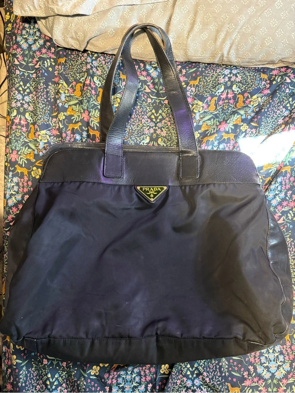 Prada Black Tote with Leather Trim Preowned